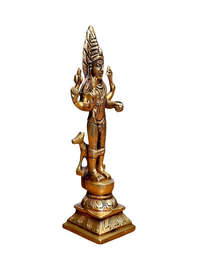 SHANTI Brass Kaal Bhairav Idol، Bhairava/Bhairo Baba مع كلب، تمثال Bhairav لبوجا، ديكور المنزل، ارتفاع القطعة الفنية: - 6.1 بوصة - Image 3